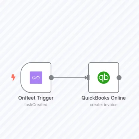 Создайте счет-фактуру в QuickBooks при создании новой задачи в Onfleet n8n шаблон