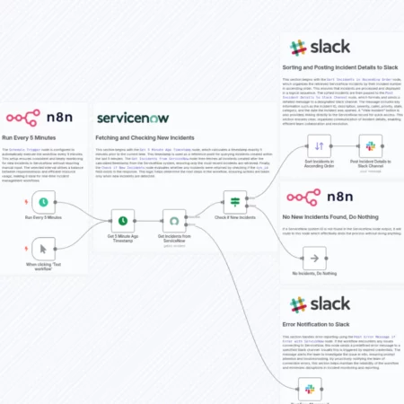 Уведомления об инцидентах ServiceNow в рабочем процессе Slack n8n шаблон
