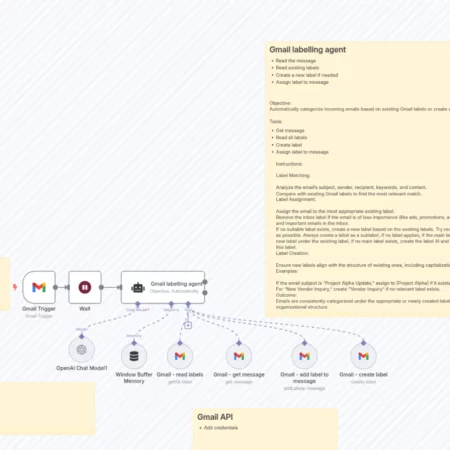 Базовая автоматическая маркировка писем в Gmail с помощью OpenAI и Gmail API n8n шаблон