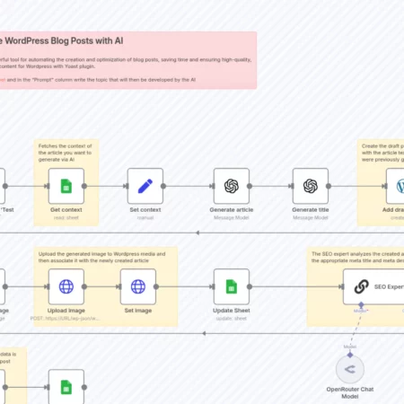 Автоматизация SEO-оптимизированных постов WordPress с помощью ИИ и Google Sheets n8n шаблон