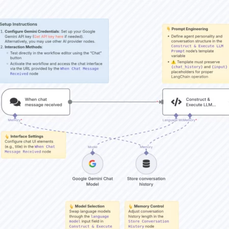 Создание пользовательского AI-агента с LangChain и Gemini (самостоятельный хостинг) n8n шаблон