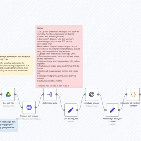 Автоматизация извлечения изображений из PDF и анализа с помощью GPT-4o и Google Drive n8n шаблон