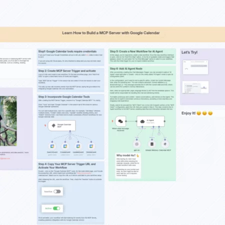 Создайте MCP-сервер с помощью Google Календаря n8n шаблон