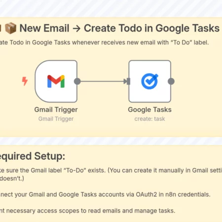 Автоматически создавать задачи Google из писем Gmail с метками n8n шаблон